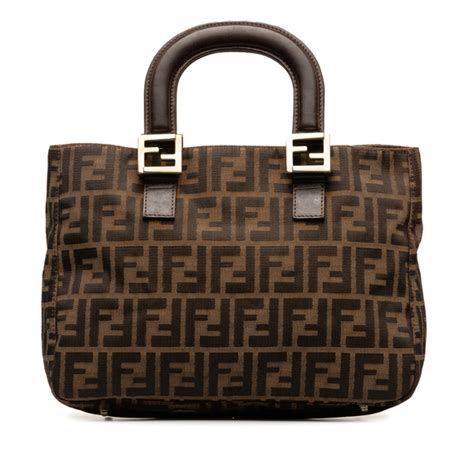 fendi twins tote zucca|Fendi zucca shopper tote.